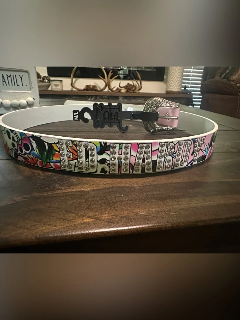 Ed Hardy Studded Pink Women's Belt